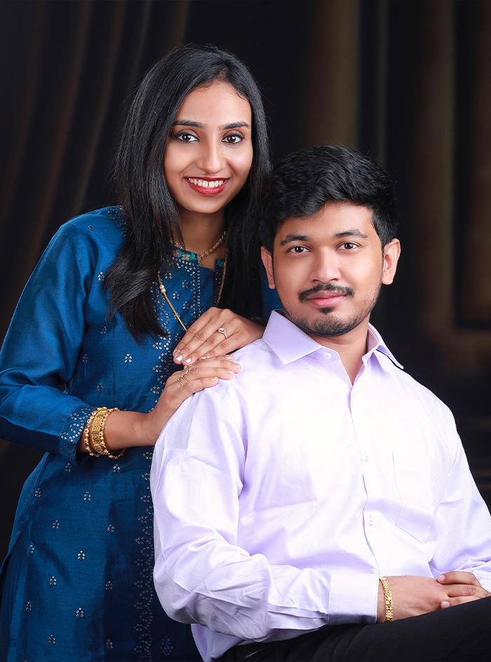 Professional couple portrait photography by Chandrika Studios in Anna Nagar and Mogappair, Chennai
